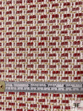 Italian Luxurious Tweed with Shimmer Threads - Dusty Rose / Red / Ivory / Gold