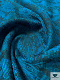 Italian Abstract Yarn-Dyed Wool Suiting - Turquoise / Aqua / Black