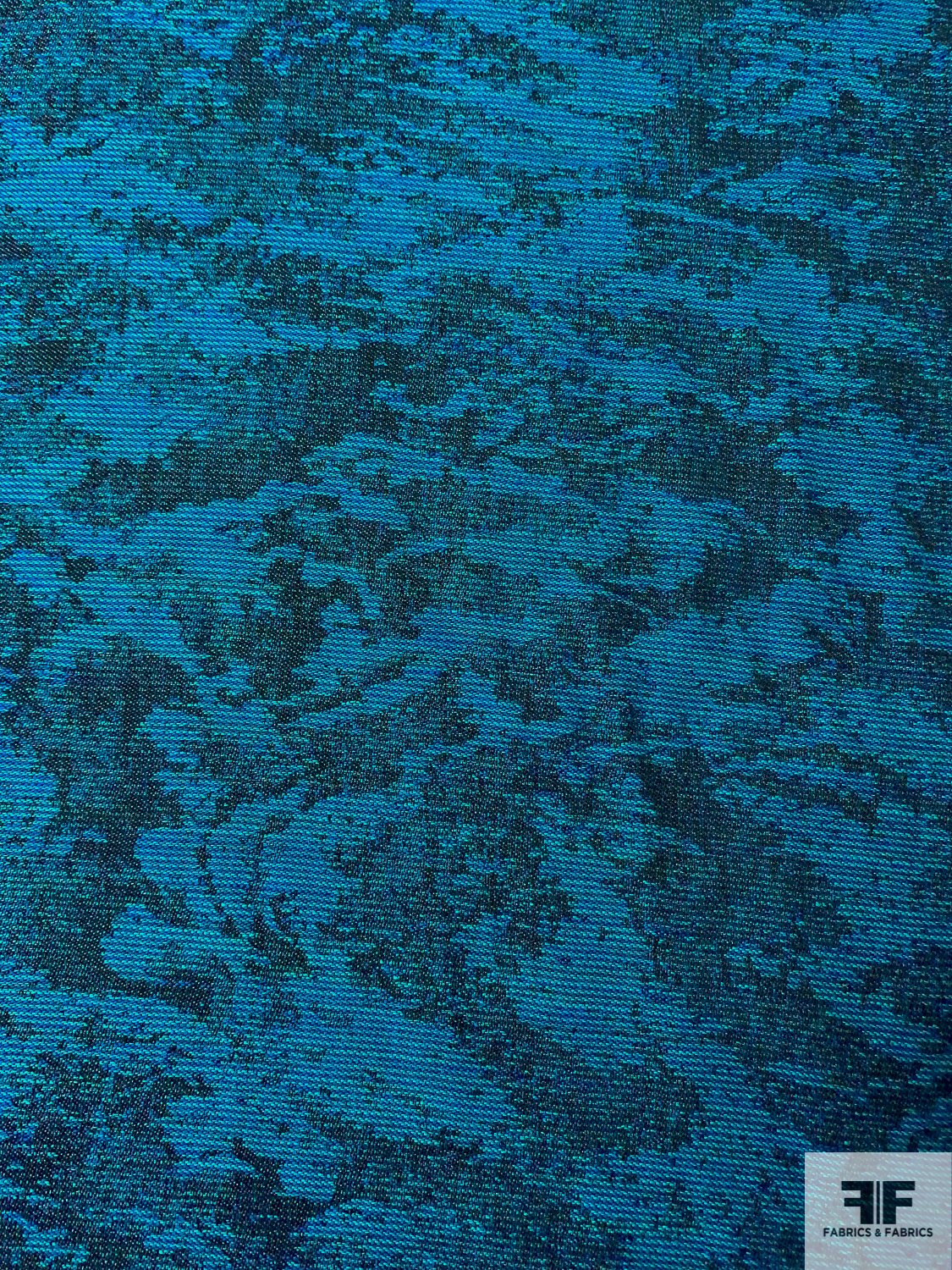Italian Abstract Yarn-Dyed Wool Suiting - Turquoise / Aqua / Black