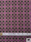 Italian Art Deco Squares Tightly Woven Suiting - Purple / Navy / Stone