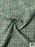 Italian Fused Wool Tweed Coating with Fuzzy Hand - Ocean Green / Sky Blue / Olive / Tan