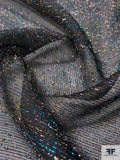 Micro-Striped Textured Organza with Lurex Speckles - Black / Gold / Turquoise / Lilac