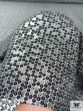 Sequined-Look Reversible Brocade Lamé - Black / White / Silver / Grey