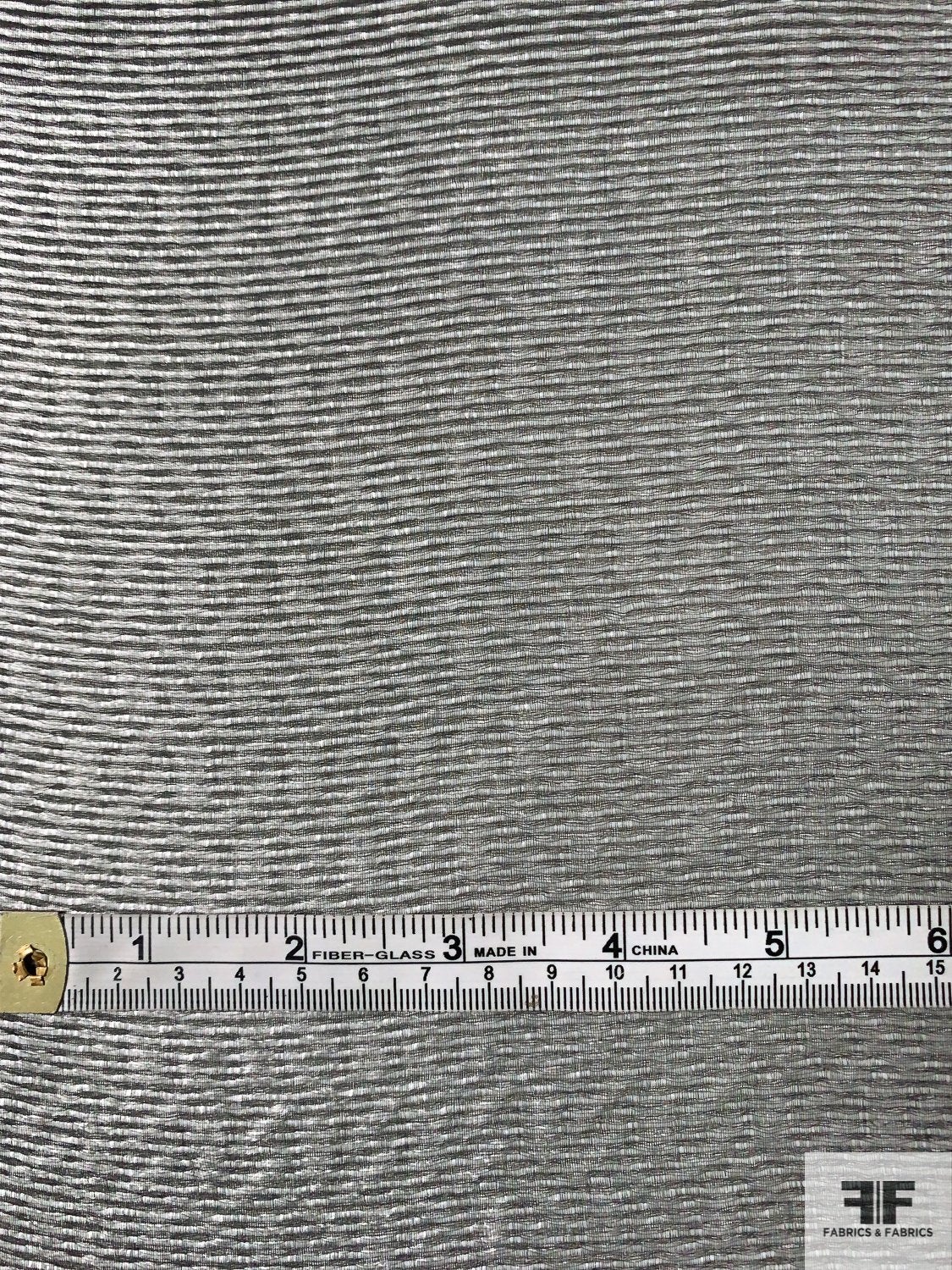 Italian Silk and Rayon Striped Flat-Yarn Organza - Light Grey / Black