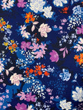 Playful Floral Printed Scuba - Navy / Lilac / Orchid / Multicolor