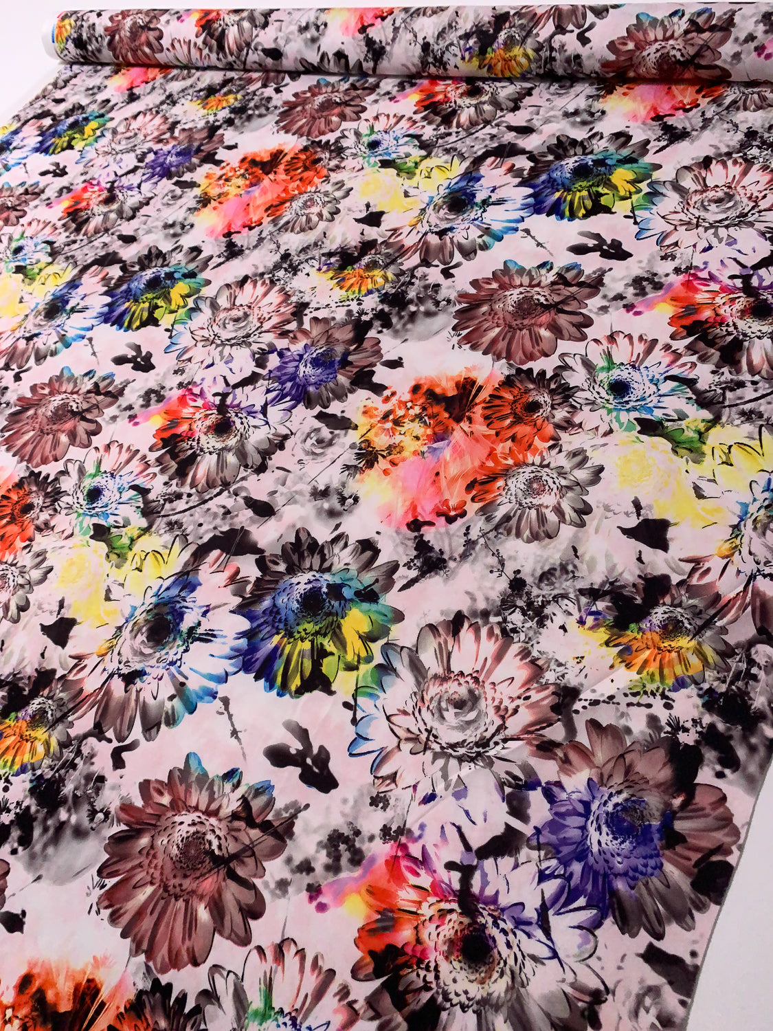 Colorful Floral Printed Scuba - Multicolor