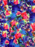 Dreamy Watercolor Floral Printed Scuba - Purple / Blue / Hot Pink / Yellow
