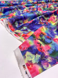 Dreamy Watercolor Floral Printed Scuba - Purple / Blue / Hot Pink / Yellow