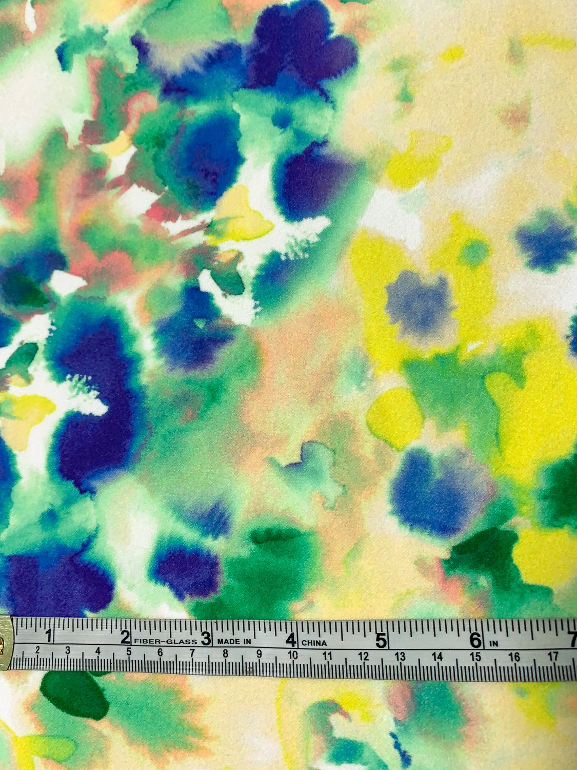 Watercolor Floral Printed Scuba - Shades of Yellow / Sea Green / Violet