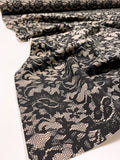Lace-Look Printed Scuba - Black / Beige