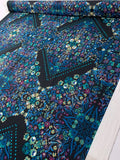 Large-Scale Floral Kaleidoscope Printed Scuba - Navy / Teal-Blue / Teal-Green