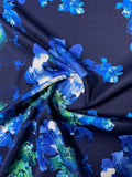 Italian Dreamy Floral Printed Scuba - Navy / Blue / White / Green