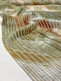 Abstract Printed Striped Mesh Scuba - Sage / Earth Brown / Off-White
