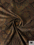 Regal Paisley Printed Cotton Velveteen - Brown / Black / Olive / Sage