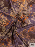 Broken Floral Printed Cotton Velveteen - Purple / Brown / Orange / Nude