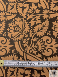 Ornate Tree Stem Embossed Cotton Velveteen - Tan / Brown Stone