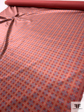 Basketweave-Look Printed Cotton Velveteen - Regal Red / Caramel / Postal Blue