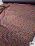 Basketweave-Look Printed Cotton Velveteen - Muted Purple / Turmeric / Blush Red