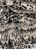 Animal Pattern Printed Stretch Cotton Velveteen - Ivory / Black / Grey