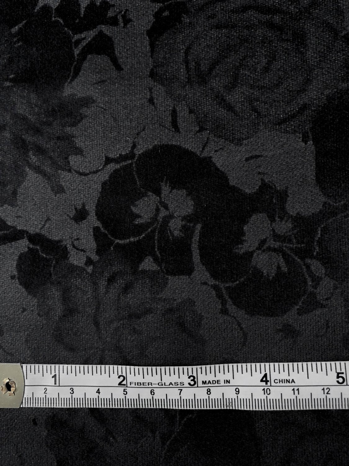 Shadowy Floral Embossed Stretch Velveteen - Black