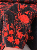Romantic Floral Washed Cotton Velveteen - Red / Black