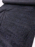 Ornate Floral Stretch Rayon Cut Velvet - Black / Navy