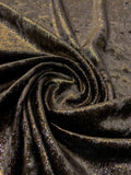 Shimmery Printed Stretch Polyester Velvet - Glam Antique Gold / Silver / Black