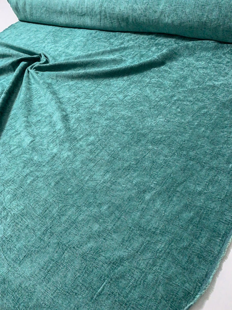 Embossed Chenille Velveteen TealTurquoise FABRICS & FABRICS
