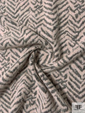 Italian Broken Chevron Novelty Wool-Like Knit - Beige / Black