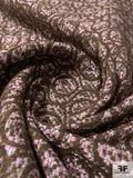 Italian Art Deco Circular Pattern Wool Blend Tweed Brocade - Brown / Orchid / Cream