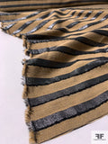 Italian Novelty Suiting with Horizontal Lamé Stripes - Sand / Gunmetal