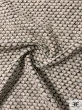 Italian Fleecey Dot Textured Wool Blend Heavy Jacket Weight - Ivory / Black