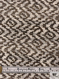 French Wavy Ethnic Cotton Blend Tweed Suiting - Ivory / Tan / Black