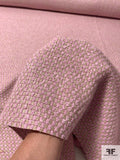 Italian Basketweave Lightweight Wool Coating - Light Pink / Tan