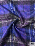 Italian Bold Plaid Wool-Mohair Lightweight Coating - Royal / Purple / Black / Off-White