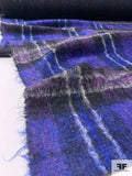 Italian Bold Plaid Wool-Mohair Lightweight Coating - Royal / Purple / Black / Off-White