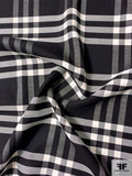 Italian Plaid 2-Ply Stretch Wool Suiting - Black / Off-White