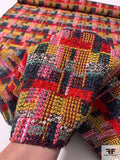 Italian Boho Basketweave Plaid Jacket Weight Fused Tweed - Multicolor