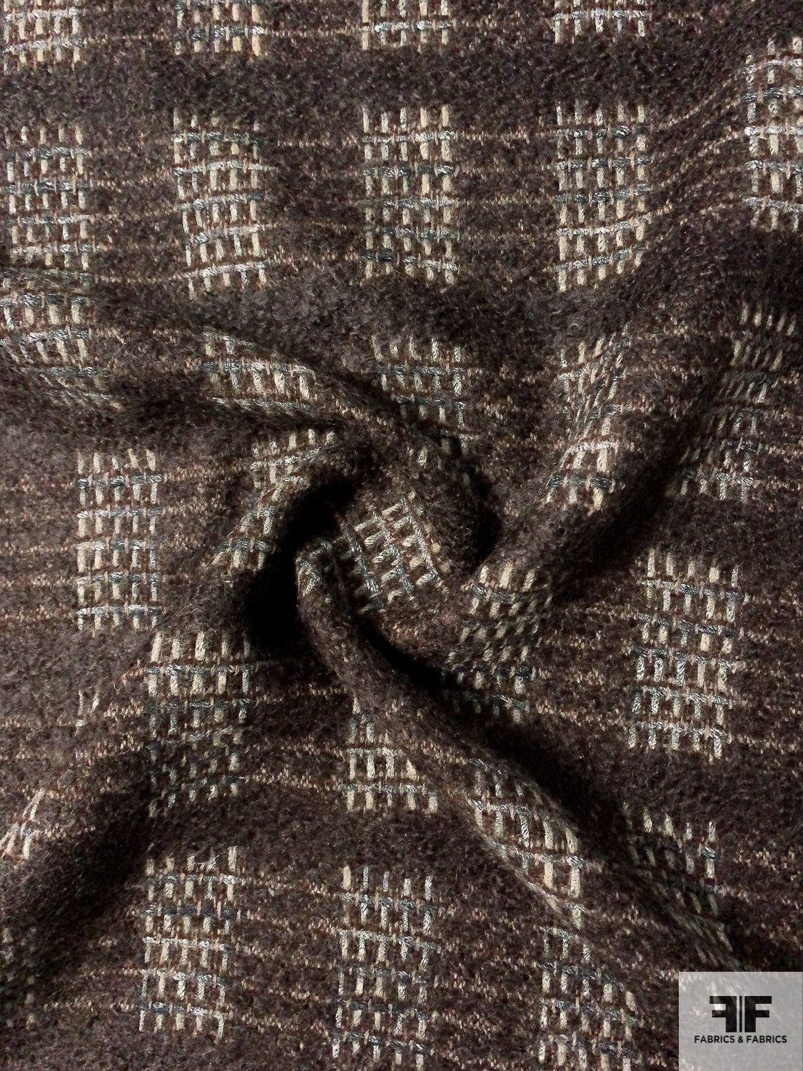 Reversible Wool Coating / Black Plaid / Garment Fabric