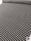 Basketweave Houndstooth Silk and Cotton Yarn-Dyed Ladies Suiting - Black / Off-White