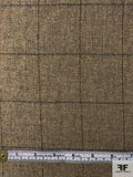 Made in England Windowpane Flannel Lightweight Wool Suiting - Tan / Beige / Brown
