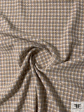 Italian Houndstooth Virgin Wool Blend Jacket Weight Tweed - Tan / Grey / Ivory