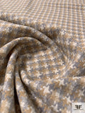 Italian Houndstooth Virgin Wool Blend Jacket Weight Tweed - Tan / Grey / Ivory