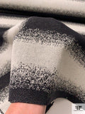 Italian Reversible Hazy Striped Novelty Weave Jacket Weight Wool Tweed - Black / Ivory