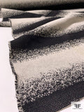 Italian Reversible Hazy Striped Novelty Weave Jacket Weight Wool Tweed - Black / Ivory