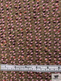 Italian Chunky Yarn Woven Jacket Weight Wool Tweed - Light Brown / Pink / Pear Green / Coral