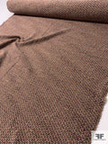 Italian Chunky Yarn Woven Jacket Weight Wool Tweed - Light Brown / Pink / Pear Green / Coral