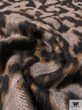 Italian Animal Pattern Mohair Finish Lightweight Wool Blend Coating - Grey / Black / Brown