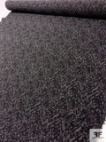 Italian Knit-Like Boiled Finished Stretch Lightweight Wool Coating - Black / White