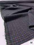 Gingham-Like Wool Blend Suiting - Purple / Black / Khaki Green / Spruce Green